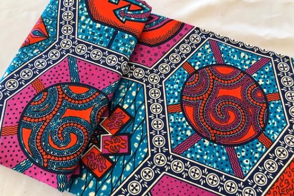 PINK RED MOSAIC Waxprint Stoff